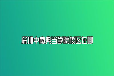 深圳中南典當(dāng)學(xué)院校區(qū)在哪