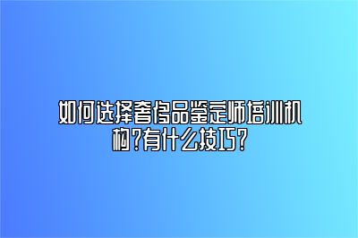 如何選擇奢侈品鑒定師培訓(xùn)機(jī)構(gòu)？有什么技巧？