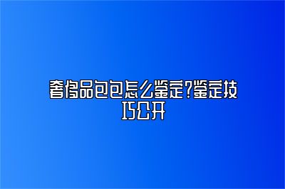 奢侈品包包怎么鑒定？鑒定技巧公開(kāi)